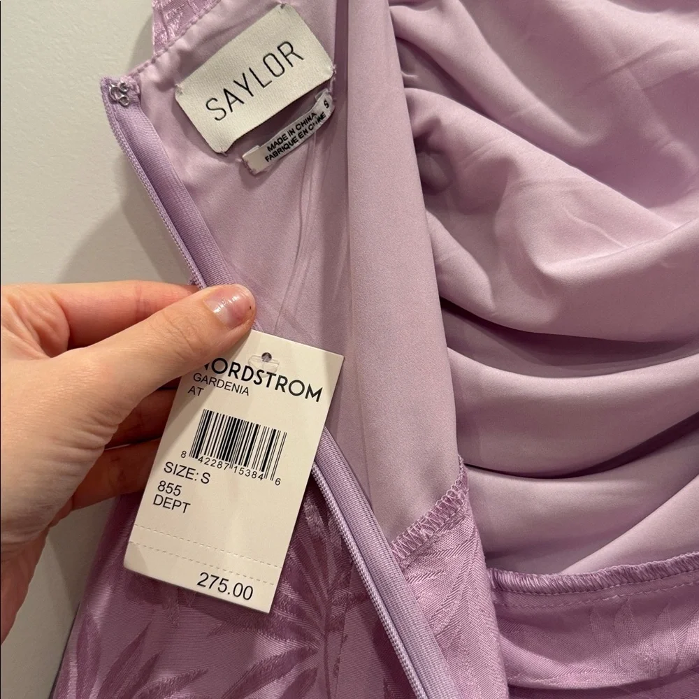 NWT Saylor Gardenia Ruched Jaquered MIDI Dress Gown - Picture 9 of 9